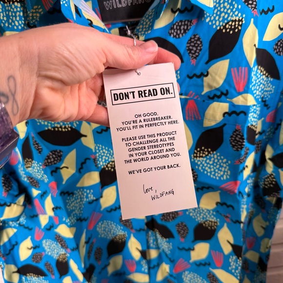 Wildfang Tropical Punch 90s THE EMPOWER BUTTON UP , Women’s Size Medium - Picture 5 of 9